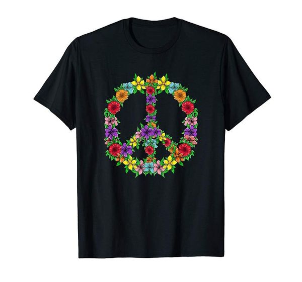 men's t-shirts floral flower power peace sign hippie flowers t-shirt, White;black
men's t-shirts floral flower power peace sign hippie flowers t-shirt, White;black