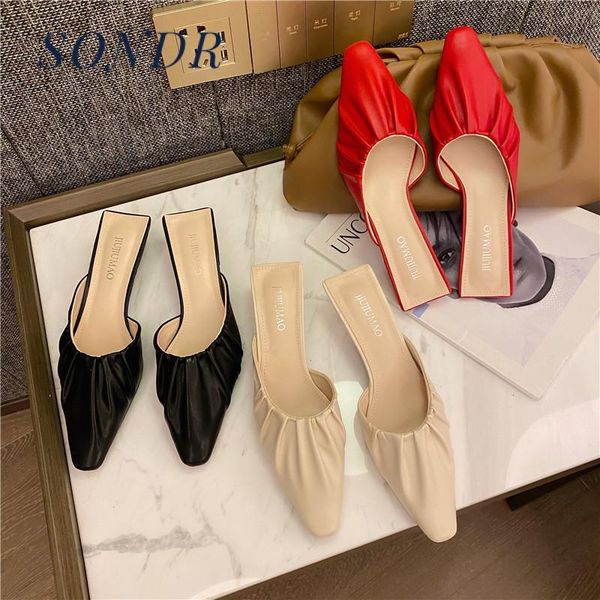 dress shoes 2021 summer women pleated mules slippers red pointed toe slip brand designer holidayelegant high heel, Black
dress shoes 2021 summer women pleated mules slippers red pointed toe slip brand designer holidayelegant high heel, Black