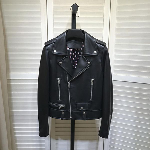 women's leather & faux chic biker jackets 2021 autumn designer sheep skin real coat c308, Black
women's leather & faux chic biker jackets 2021 autumn designer sheep skin real coat c308, Black