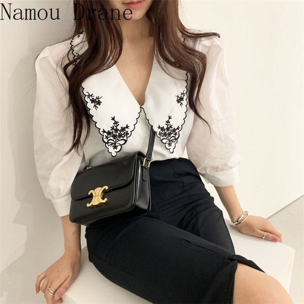 women's blouses & shirts style retro embroidery gentle ol color-hit plus leisure chic loose sweet casual women all match 35, White
women's blouses & shirts style retro embroidery gentle ol color-hit plus leisure chic loose sweet casual women all match 35, White