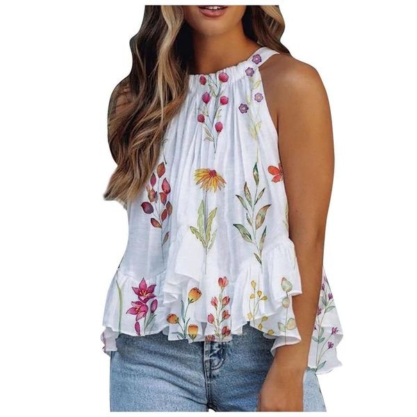 women's blouses & shirts 2021 women o neck sleeveless blouse lady fashion loose ruffles hem white floral print shirt blusas mu
women's blouses & shirts 2021 women o neck sleeveless blouse lady fashion loose ruffles hem white floral print shirt blusas mu