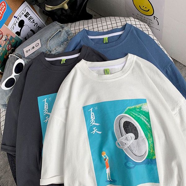 new korean style creative shirt hong kong male trend loose student around the wild neck couple of five-point sleeves c22y, White
new korean style creative shirt hong kong male trend loose student around the wild neck couple of five-point sleeves c22y, White