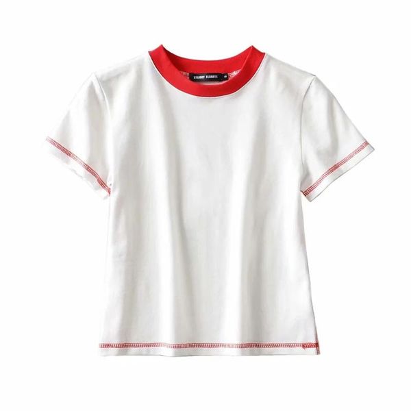 summer t shirt women simple solid o-neck red neckline match basic harajuku camisetas verano mujer 2021, White
summer t shirt women simple solid o-neck red neckline match basic harajuku camisetas verano mujer 2021, White