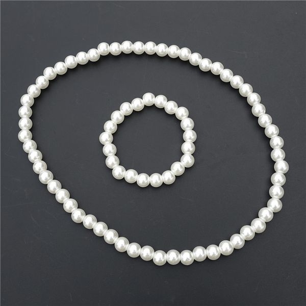 kids bracelet necklace jewelry set 8mm white plastic pearl beads stretch 16.5 choker 6 inch wrist for children, Silver
kids bracelet necklace jewelry set 8mm white plastic pearl beads stretch 16.5 choker 6 inch wrist for children, Silver