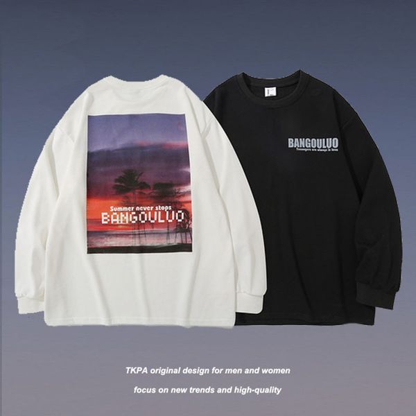 Tkpa high street tide brand sunset Pullover for men and women oversize loose lovers casual long sleeve Hoodies, Black
Tkpa high street tide brand sunset Pullover for men and women oversize loose lovers casual long sleeve Hoodies, Black