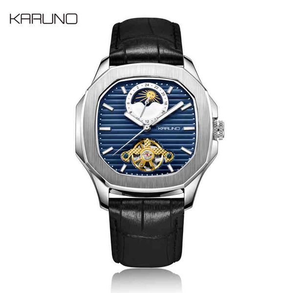 karuno man mechanical for fashion automatic men moon phase square leather watches tourbillon wristwatch, Slivery;brown
karuno man mechanical for fashion automatic men moon phase square leather watches tourbillon wristwatch, Slivery;brown