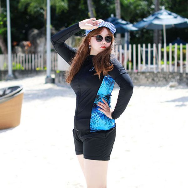 long diving women's south sleeve surfsuit korean sunscreen swimsuit quick drying and fattening three piece jel, White;black
long diving women's south sleeve surfsuit korean sunscreen swimsuit quick drying and fattening three piece jel, White;black