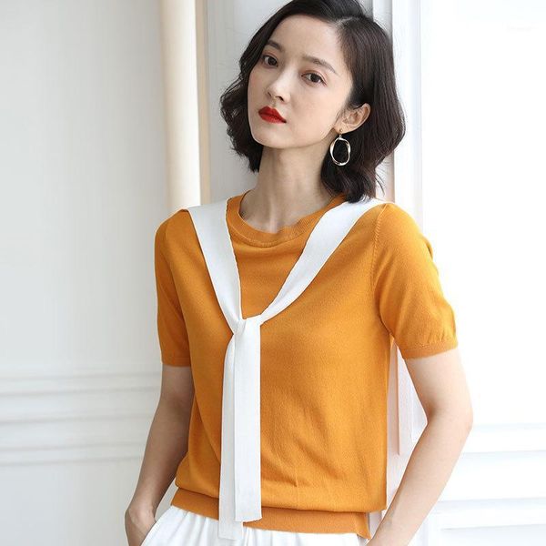women's sweaters women and pullovers short sleeve o neck fashion solid bow stretch thin sweater pull femme 2021 summer top, White;black
women's sweaters women and pullovers short sleeve o neck fashion solid bow stretch thin sweater pull femme 2021 summer top, White;black
