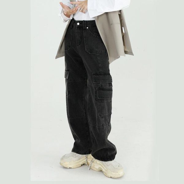 men's jeans multiple pockets vintage casual straight cargo trousers for male streetwear hip hop black denim pants men women, Blue
men's jeans multiple pockets vintage casual straight cargo trousers for male streetwear hip hop black denim pants men women, Blue