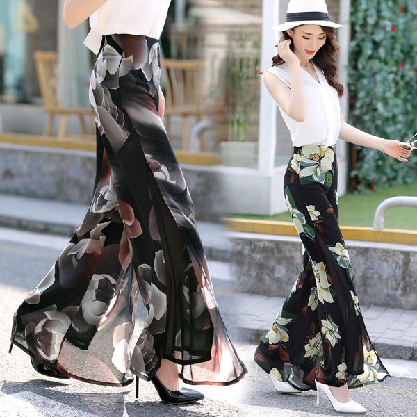 female printing of vintage summer chiffon waist wide leg pants big side split 2021the new oig8, Black;white
female printing of vintage summer chiffon waist wide leg pants big side split 2021the new oig8, Black;white
