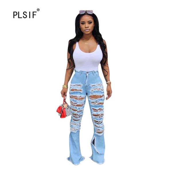 women's jeans tide 2021 broken hole design lady high waist slim temperament denim flare pants ripped trousers, Blue
women's jeans tide 2021 broken hole design lady high waist slim temperament denim flare pants ripped trousers, Blue