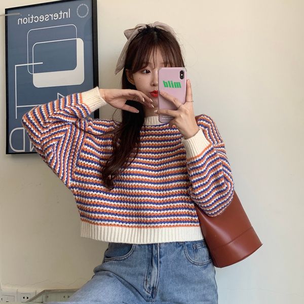 2021 new autumn loose short striped pullover knitted sweater student girl 3ehe, White;black
2021 new autumn loose short striped pullover knitted sweater student girl 3ehe, White;black