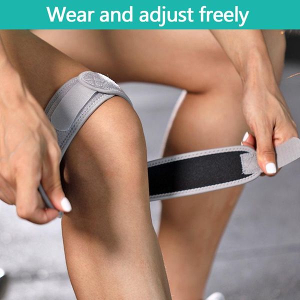 adjustable patella belt knee brace support protector strap band health care jumper runner leg guard fitness outdoor sports, Black;gray
adjustable patella belt knee brace support protector strap band health care jumper runner leg guard fitness outdoor sports, Black;gray
