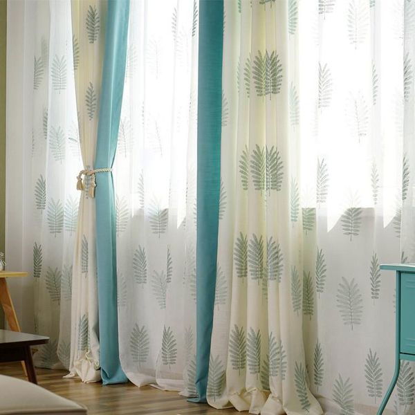 curtain & drapes green leaves embroidered fabric and blue spliced curtains for living room bedroom window modern sheer tulle
curtain & drapes green leaves embroidered fabric and blue spliced curtains for living room bedroom window modern sheer tulle