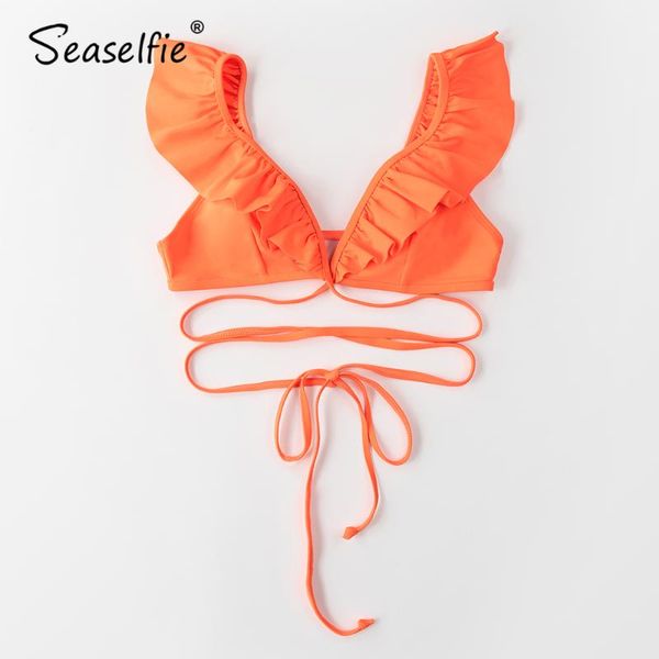 seaselfie lace up solid orange ruffled bikini women removable pads separate female single padded bra 2021 swimwear
seaselfie lace up solid orange ruffled bikini women removable pads separate female single padded bra 2021 swimwear