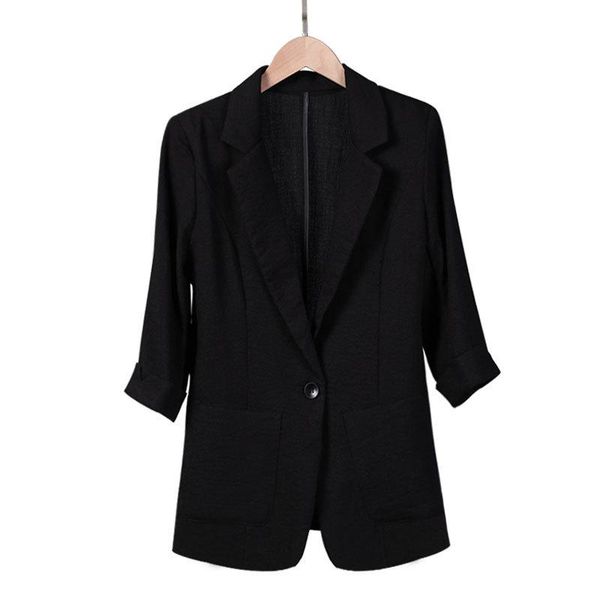 women's suits & blazers 2021 spring summer women plus size 3/4 sleeve jacket casual thin female slim single button coat, White;black
women's suits & blazers 2021 spring summer women plus size 3/4 sleeve jacket casual thin female slim single button coat, White;black