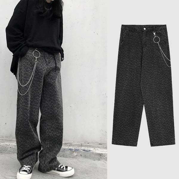 men's jeans 2021 chain leopard print denim trousers hip-hop street clothing straight-leg pants rock dancing harajuku gothic loose, Blue
men's jeans 2021 chain leopard print denim trousers hip-hop street clothing straight-leg pants rock dancing harajuku gothic loose, Blue