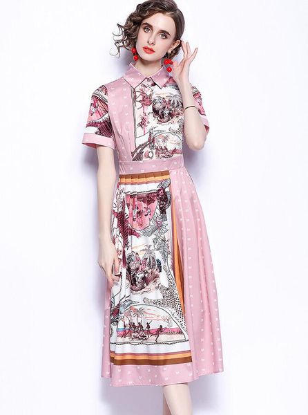 2021 european and american printed dresses summer slimthin lapel neck short sleeve mid-waist pleated skirt, Black;pink
2021 european and american printed dresses summer slimthin lapel neck short sleeve mid-waist pleated skirt, Black;pink