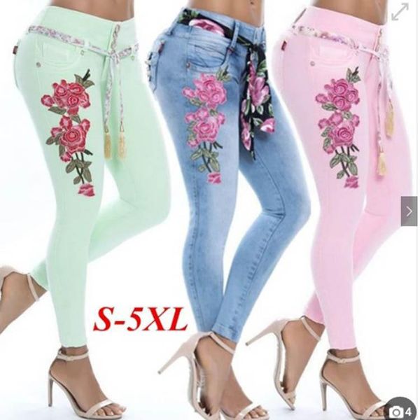 women's jeans fashion waistband floral print appliques denim skinny long pants plus size s-5xl, Blue
women's jeans fashion waistband floral print appliques denim skinny long pants plus size s-5xl, Blue