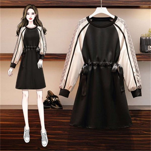 light luxury sister's 2020 autumn new large foreign size women's fat style age reducing and thin contrast dress loose waist skirt, Black;gray
light luxury sister's 2020 autumn new large foreign size women's fat style age reducing and thin contrast dress loose waist skirt, Black;gray