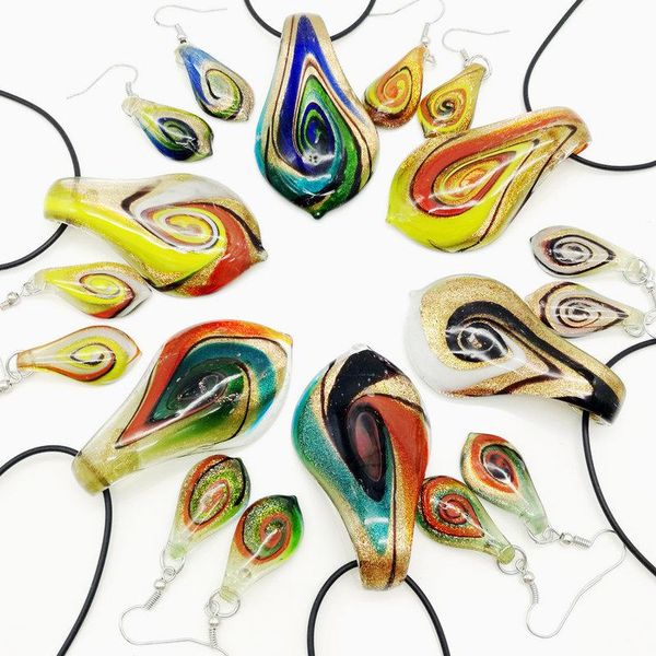 earrings & necklace fashion 6'set glass murano floral leaf shape pendant jewelry set, Silver
earrings & necklace fashion 6'set glass murano floral leaf shape pendant jewelry set, Silver