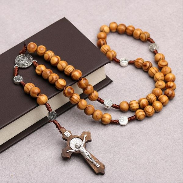 chains simple handmade round bead catholic rosary cross religious brown wood beads mens necklace, Silver
chains simple handmade round bead catholic rosary cross religious brown wood beads mens necklace, Silver