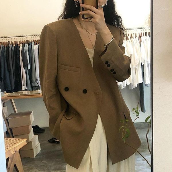 women's suits & blazers simple v neck long sleeve loose blazer women elegant casual all match suit coat korean chic autumn office lady, White;black
women's suits & blazers simple v neck long sleeve loose blazer women elegant casual all match suit coat korean chic autumn office lady, White;black