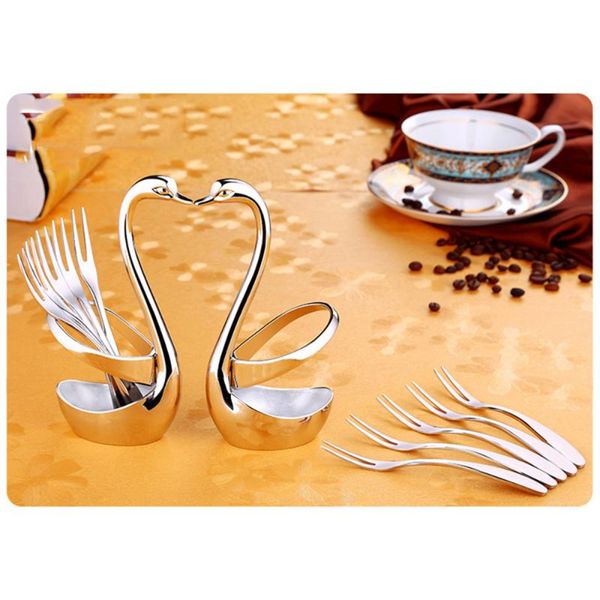 swan base dinnerware set swan forks and spoons holder for fruit dessert flatware (platinum + 5pcs fruit fork)
swan base dinnerware set swan forks and spoons holder for fruit dessert flatware (platinum + 5pcs fruit fork)