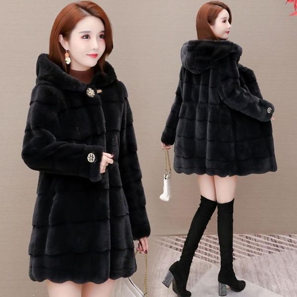 women's fur & faux women 2021 autumn winter imitation mink fashion coat female hooded jacket ladies thick warm overcoat y643, Black
women's fur & faux women 2021 autumn winter imitation mink fashion coat female hooded jacket ladies thick warm overcoat y643, Black