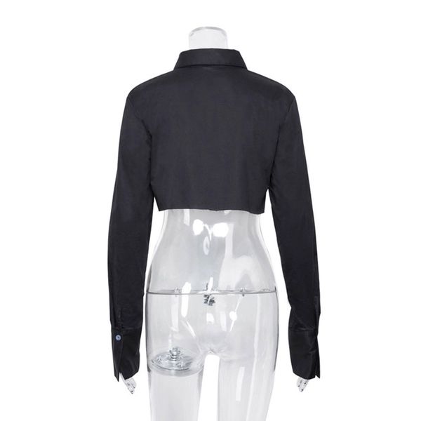 2021 new women spring long sleeve turn down collar black white blouse elegant short shirt cropped irregular tunic slmz
2021 new women spring long sleeve turn down collar black white blouse elegant short shirt cropped irregular tunic slmz