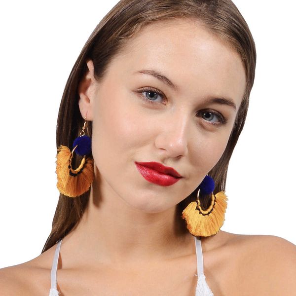 element handmade fan-shaped tassel hair ball versatile women's earrings b0573, Silver
element handmade fan-shaped tassel hair ball versatile women's earrings b0573, Silver