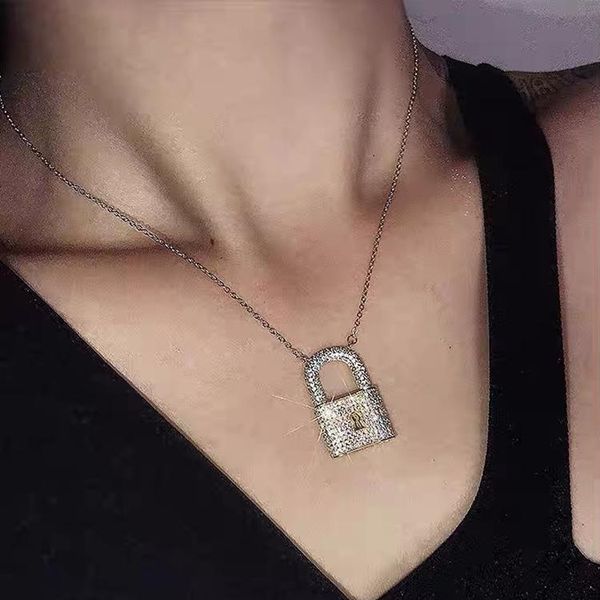 pendant necklaces minimalist shiny crystal lock necklace fashion women female gift neck jewelry vintage bling temperament, Silver
pendant necklaces minimalist shiny crystal lock necklace fashion women female gift neck jewelry vintage bling temperament, Silver