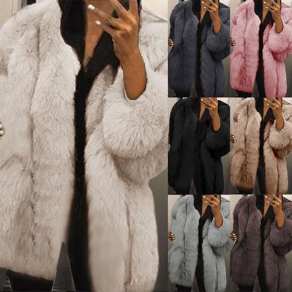 women's fur & faux fashion women coat autumn winter fluffy warm plush jackets long sleeve lapel coats overcoat ladies outerwear, Black
women's fur & faux fashion women coat autumn winter fluffy warm plush jackets long sleeve lapel coats overcoat ladies outerwear, Black