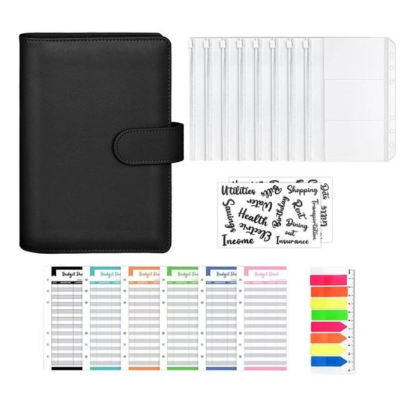 gift wrap 19pcs a6 pu leather notebook budget binder set, with 8 pockets, 6-ring cover, card storage
gift wrap 19pcs a6 pu leather notebook budget binder set, with 8 pockets, 6-ring cover, card storage