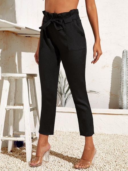women fashion high waist elastic band black harem pants chiffon pocket nine-length casual pencil, Black;white
women fashion high waist elastic band black harem pants chiffon pocket nine-length casual pencil, Black;white