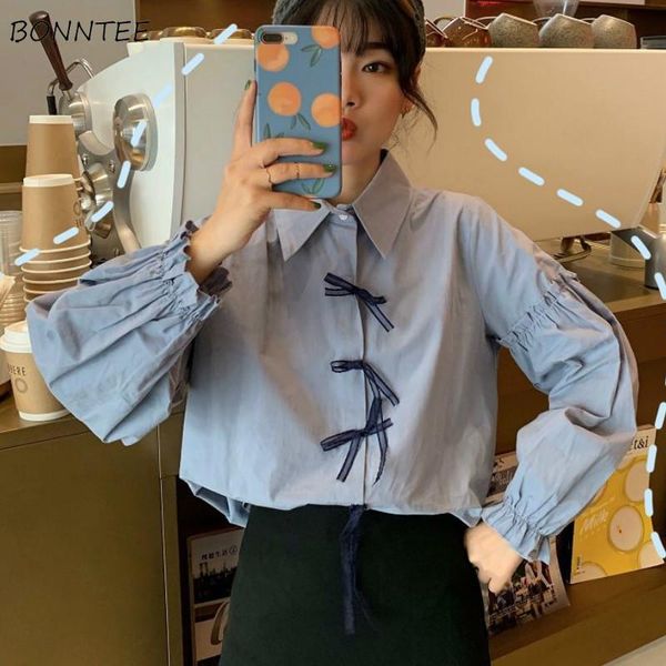 women shirts bow ruffles ruched turn down collar sweet girls students casual korean style chic all-match blouses clothing autumn, White
women shirts bow ruffles ruched turn down collar sweet girls students casual korean style chic all-match blouses clothing autumn, White