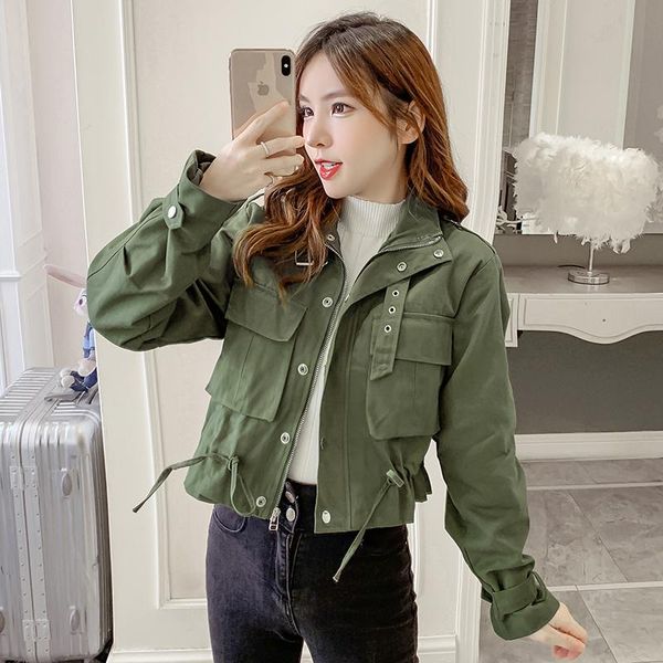 women's jackets 2021 stylish lady autumn green short women fashion long sleeve zipper bomber jacket outwear coat, Black;brown
women's jackets 2021 stylish lady autumn green short women fashion long sleeve zipper bomber jacket outwear coat, Black;brown