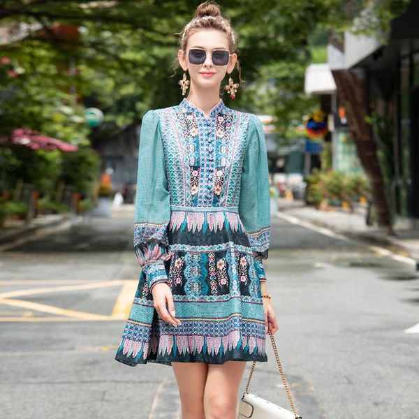 casual dresses fashion designer spring autumn women's bohemia elegant vintage party long sleeve printed mini dress, Black;gray
casual dresses fashion designer spring autumn women's bohemia elegant vintage party long sleeve printed mini dress, Black;gray