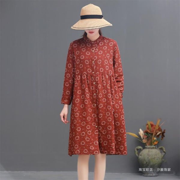 casual dresses 2021 spring autumn women long dress japan style floral print double cotton stand collar sleeve loose, Black;gray
casual dresses 2021 spring autumn women long dress japan style floral print double cotton stand collar sleeve loose, Black;gray