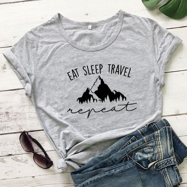 women's t-shirt eat sleep travel repeat mountains adventure hiking tshirt outfit casual women camping outdoor graphic tees, White
women's t-shirt eat sleep travel repeat mountains adventure hiking tshirt outfit casual women camping outdoor graphic tees, White