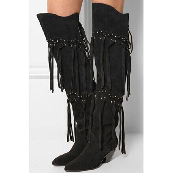boots women long pointed toe suede fringed tassel black knee high winter solid woman fashion party shoes selling
boots women long pointed toe suede fringed tassel black knee high winter solid woman fashion party shoes selling