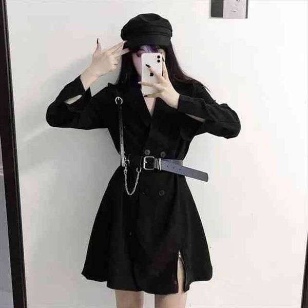 black dress korean harajuku vintage mini suit summer dresses for women elegant office clothes cosplay, Black;gray
black dress korean harajuku vintage mini suit summer dresses for women elegant office clothes cosplay, Black;gray