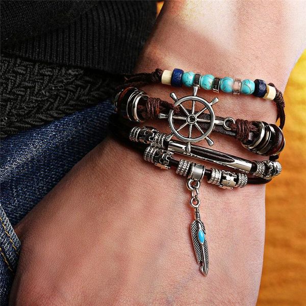 charm bracelets if me boho adjustable rope bead multilayer leather bracelet set for women male charms feather leaf bangles jewelry, Golden;silver
charm bracelets if me boho adjustable rope bead multilayer leather bracelet set for women male charms feather leaf bangles jewelry, Golden;silver