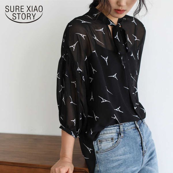 womens summer black bow tie with thin lantern sleeved chiffon shirt loose casual soft black women shirts 4659 50 210527, White
womens summer black bow tie with thin lantern sleeved chiffon shirt loose casual soft black women shirts 4659 50 210527, White