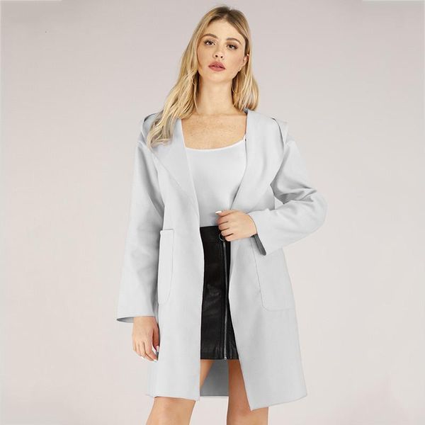 women's wool & blends long-sleeved hooded belt women woolen coat long section open lady windbreaker solid color casual autumn winter 20, Black
women's wool & blends long-sleeved hooded belt women woolen coat long section open lady windbreaker solid color casual autumn winter 20, Black