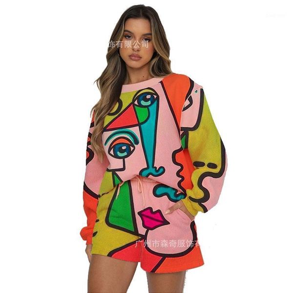 women's tracksuits women shorts set clothing 2021 autumn leisure abstract printing sweatshirt fashion two piece donsignet, Gray
women's tracksuits women shorts set clothing 2021 autumn leisure abstract printing sweatshirt fashion two piece donsignet, Gray