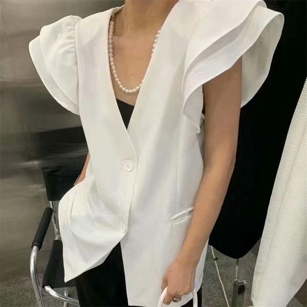 women's vests zxqj women 2021 fashion chest with pearls vest coat vintage v-neck lotus leaf short sleeve female chic, Black;white
women's vests zxqj women 2021 fashion chest with pearls vest coat vintage v-neck lotus leaf short sleeve female chic, Black;white
