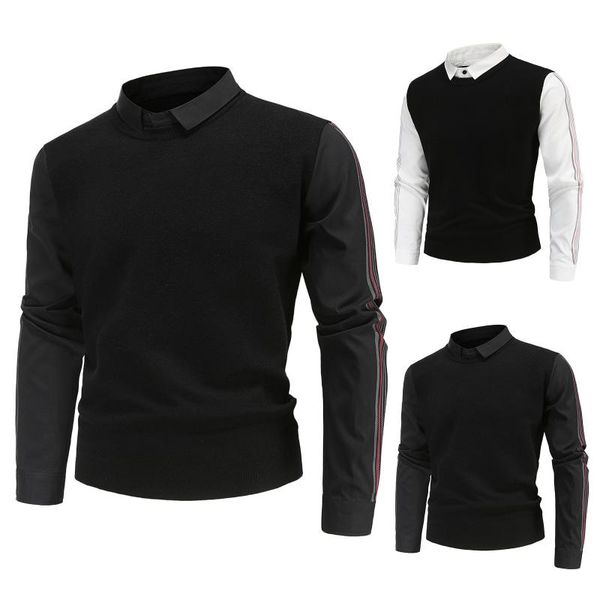 men's sweaters men pullover sweetshirts autumn and winter british slim printed shirt business casual fake two-piece sweater office blou, White;black
men's sweaters men pullover sweetshirts autumn and winter british slim printed shirt business casual fake two-piece sweater office blou, White;black