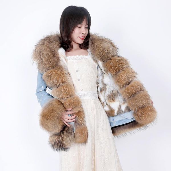 women's fur & faux women winter lining thick liner jacket raccoon collar cotton-padded 2021 short denim female, Black
women's fur & faux women winter lining thick liner jacket raccoon collar cotton-padded 2021 short denim female, Black