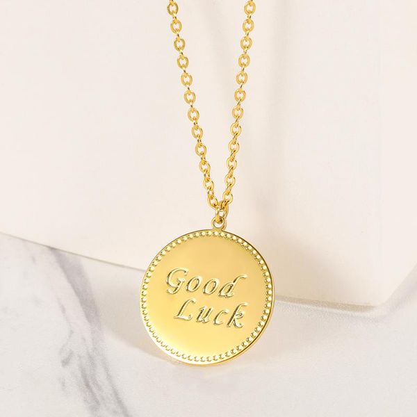 pendant necklaces simple nameplate good luck necklace stainless steel metal gold choker round coin accessories female jewelry gift, Silver
pendant necklaces simple nameplate good luck necklace stainless steel metal gold choker round coin accessories female jewelry gift, Silver